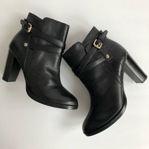 Ivanka Trump Black Leather Block Heel Ankle Boot